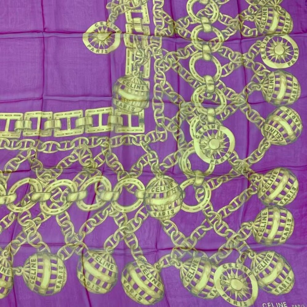 Celine Large 130 X130 cm Silk Scarf Stole Pink - Picture 5 of 8